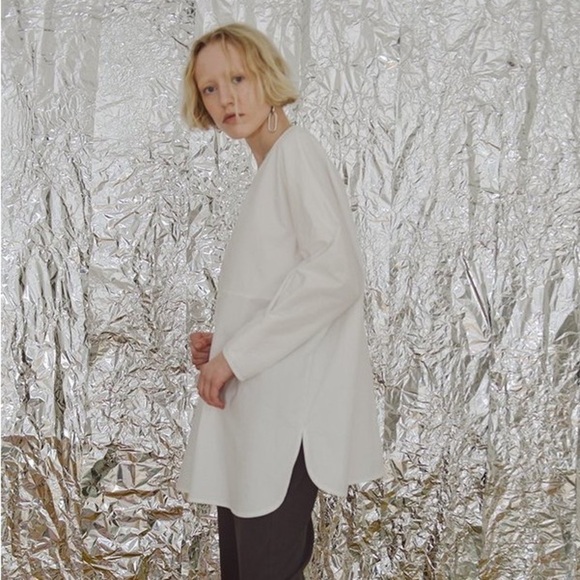 NWT PRIORY Cross Top in Light Poplin White Size S/M - Picture 3 of 8